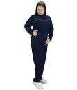 Conjunto Agasalho Feminino Tactel com Elastano Butu Biru Azul Marinho